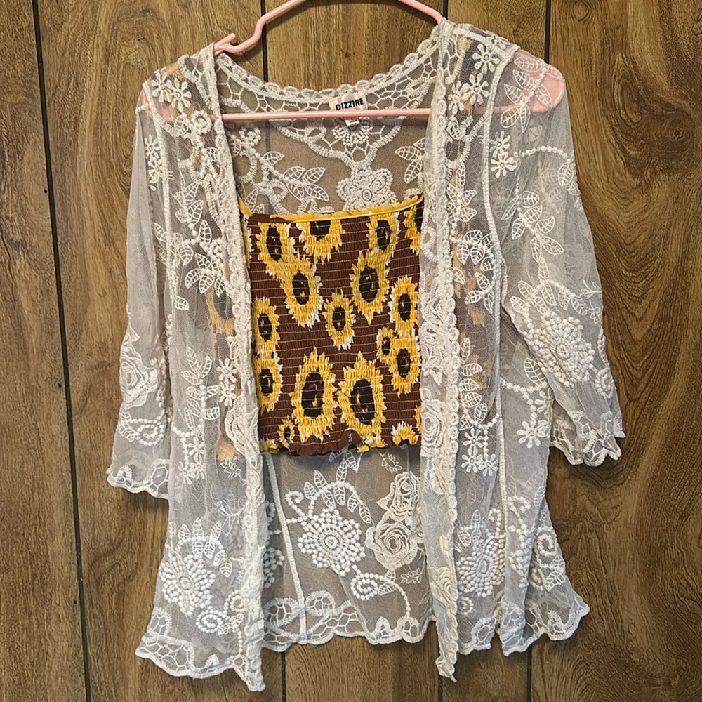 Lg Dizzire overshirt white/ lace/ floral